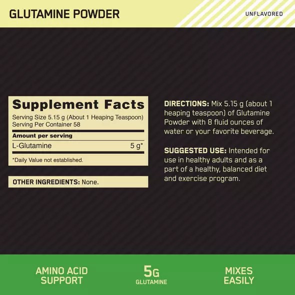 Optimum Nutrition Glutamine Powder 0.66 lb (58 Servings) | 8064BTUSK