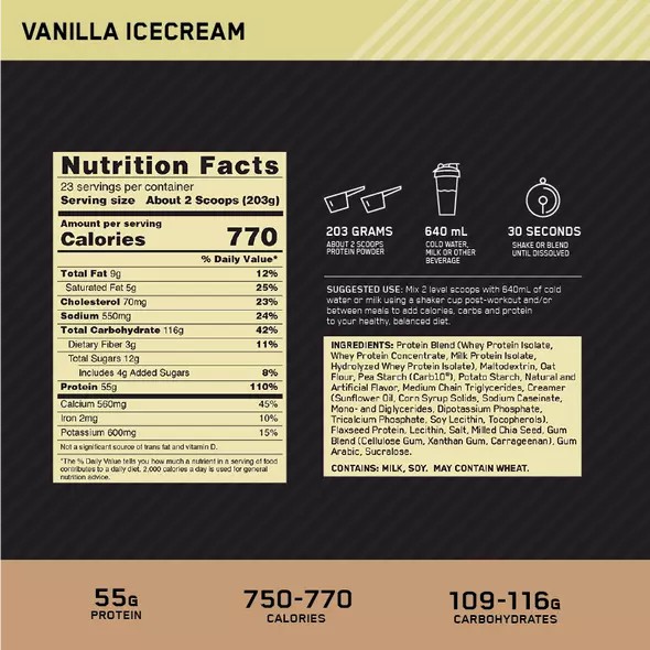 Optimum Nutrition Gold Standard Gainer Vanilla 4.67kg | 3851EWNXQ